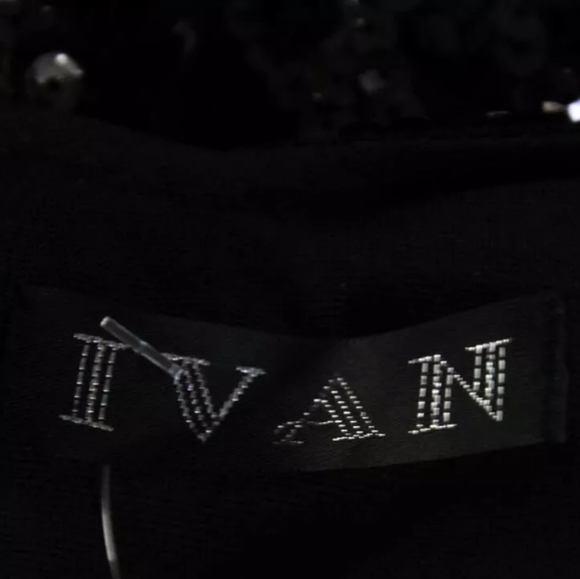 IVANA BLACK SEQUIN DOUBLE V NECK COCKTAIL DRESS 4 - Picture 6 of 6